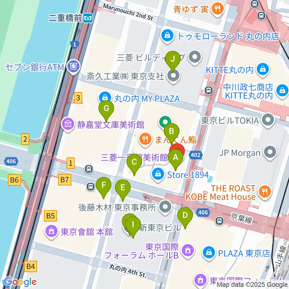 三菱一号館美術館周辺のカフェ一覧地図