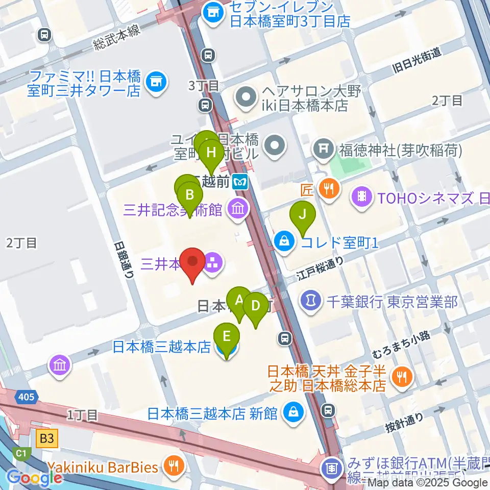 三井記念美術館周辺のカフェ一覧地図