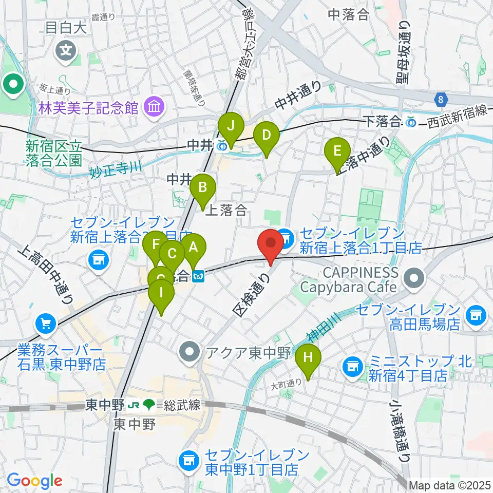 プラチナムガレージ周辺のカフェ一覧地図