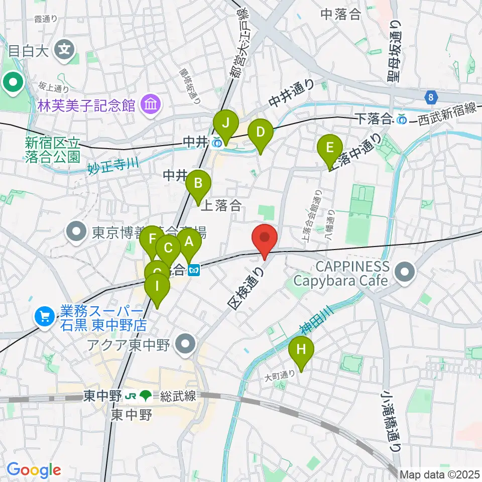 プラチナムガレージ周辺のカフェ一覧地図