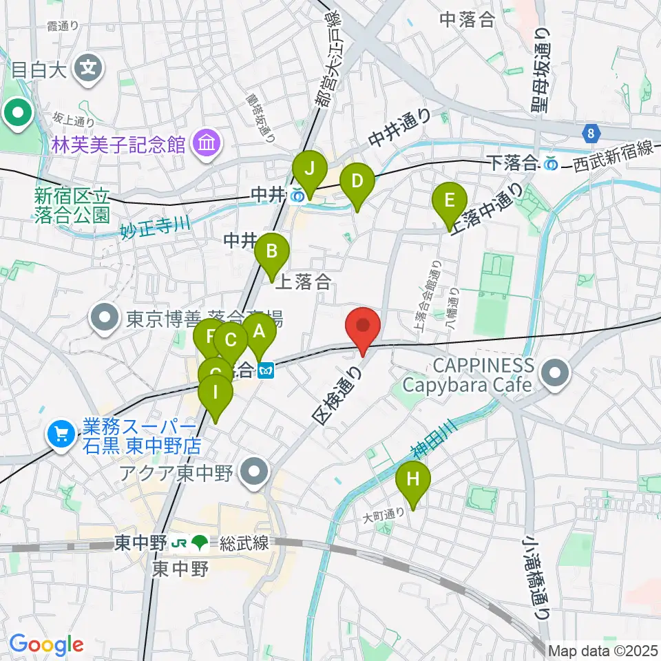 プラチナムガレージ周辺のカフェ一覧地図