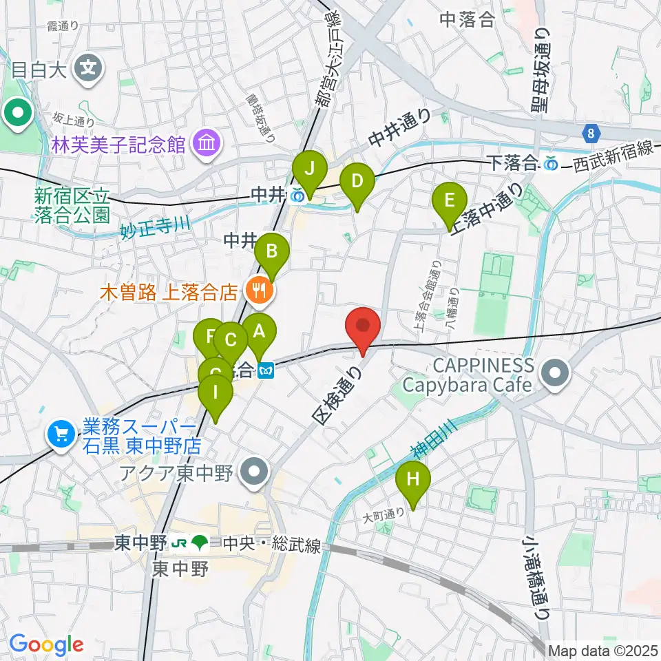 プラチナムガレージ周辺のカフェ一覧地図