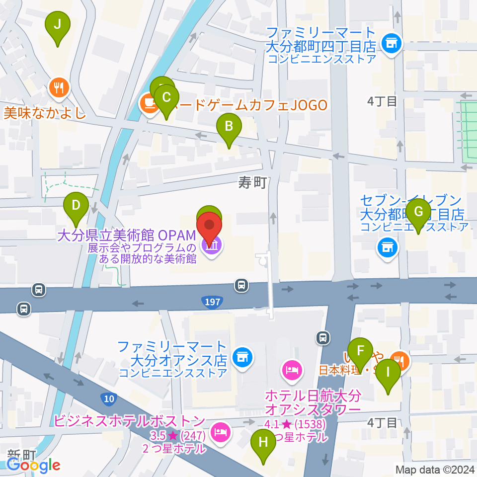 大分県立美術館（OPAM）周辺のカフェ一覧地図