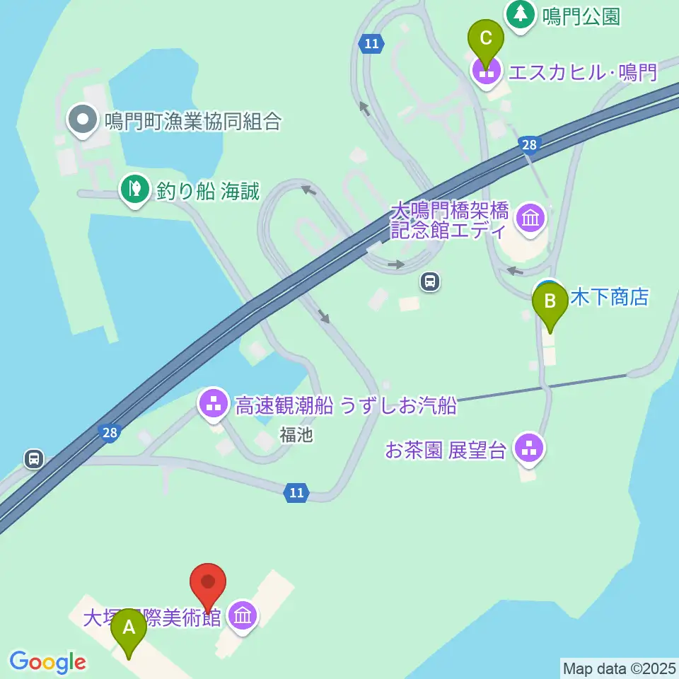 大塚国際美術館周辺のカフェ一覧地図