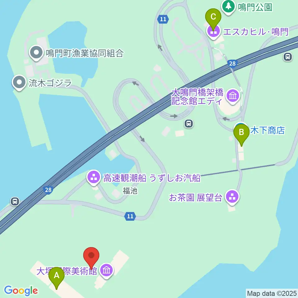 大塚国際美術館周辺のカフェ一覧地図