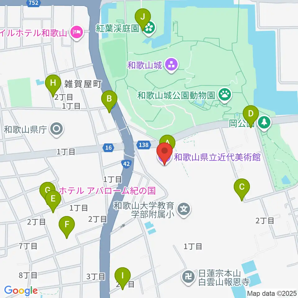 和歌山県立近代美術館周辺のカフェ一覧地図