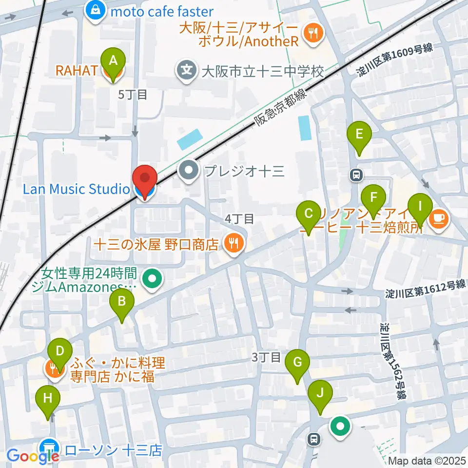 Lan Music Studio周辺のカフェ一覧地図