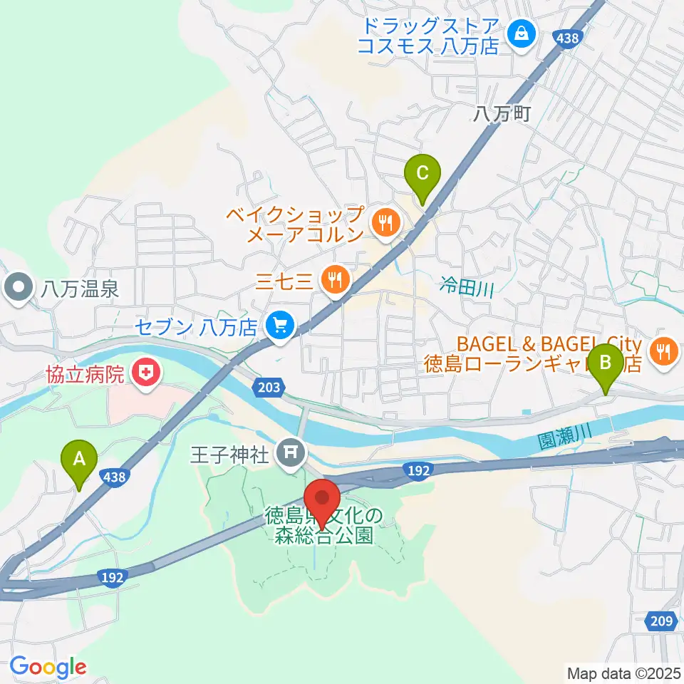 徳島県立近代美術館周辺のカフェ一覧地図
