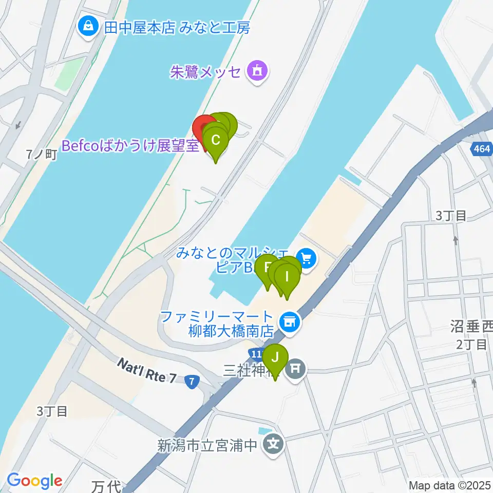 新潟県立万代島美術館周辺のカフェ一覧地図