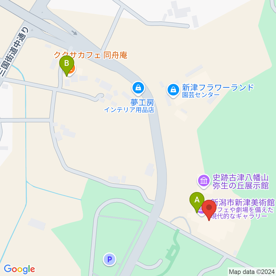 新潟市新津美術館周辺のカフェ一覧地図