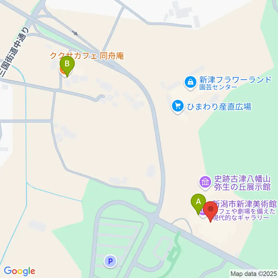 新潟市新津美術館周辺のカフェ一覧地図