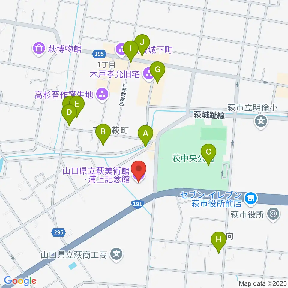 山口県立萩美術館・浦上記念館周辺のカフェ一覧地図