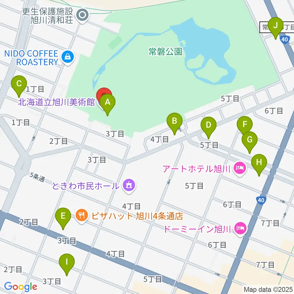 北海道立旭川美術館周辺のカフェ一覧地図