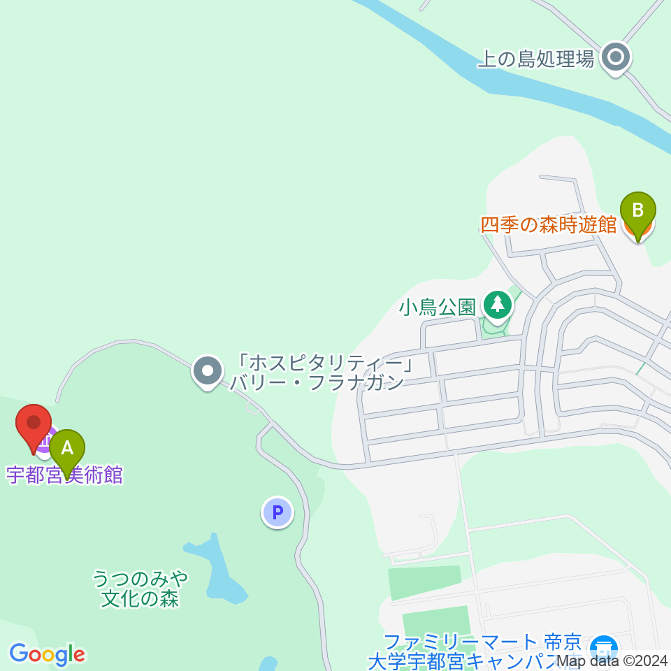 宇都宮美術館周辺のカフェ一覧地図