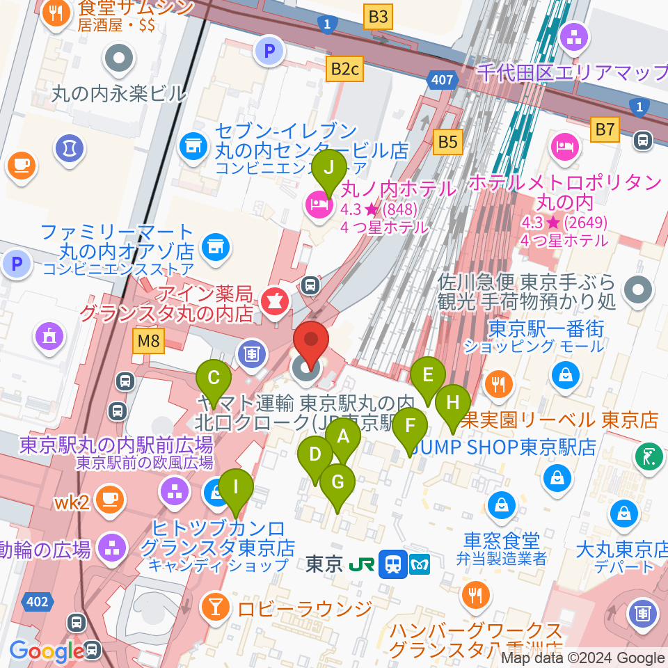 東京ステーションギャラリー周辺のカフェ一覧地図