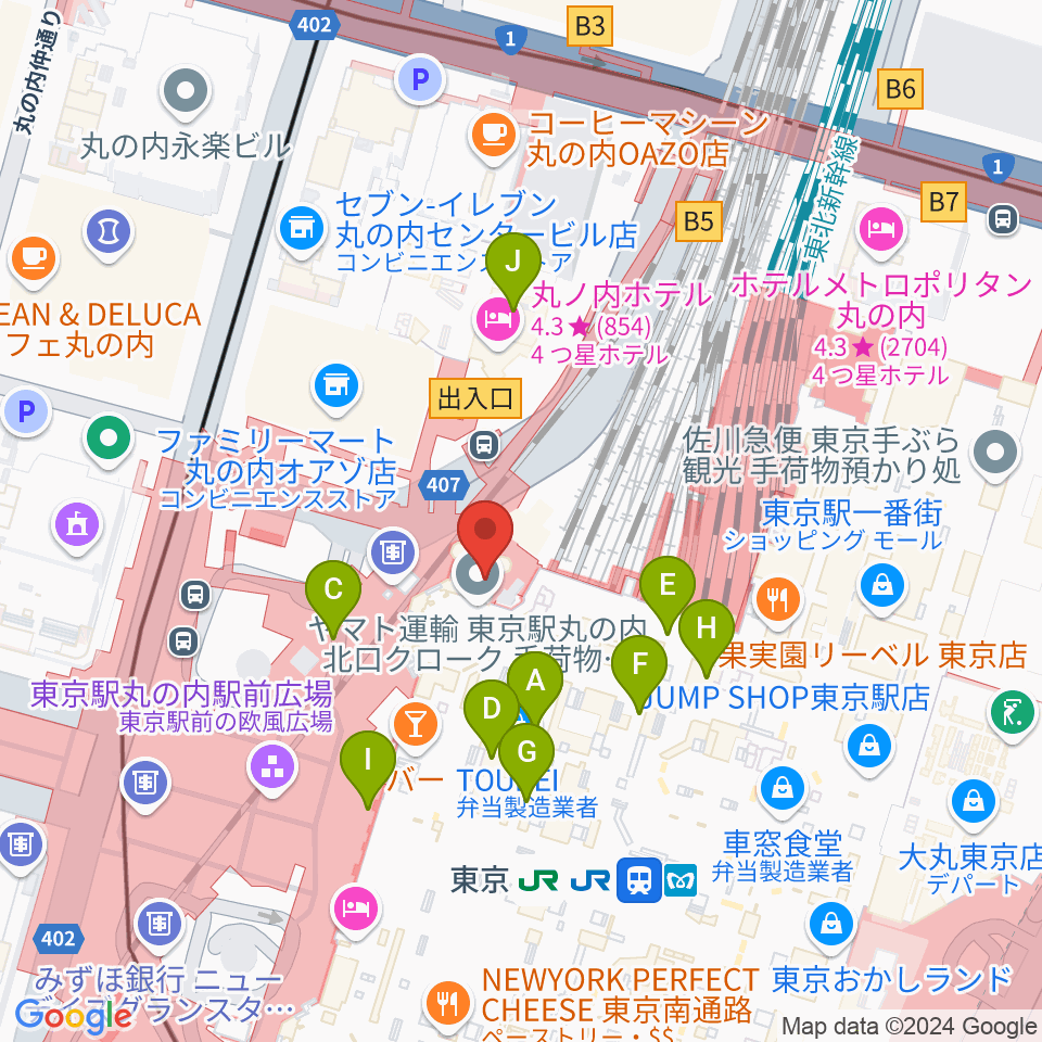 東京ステーションギャラリー周辺のカフェ一覧地図