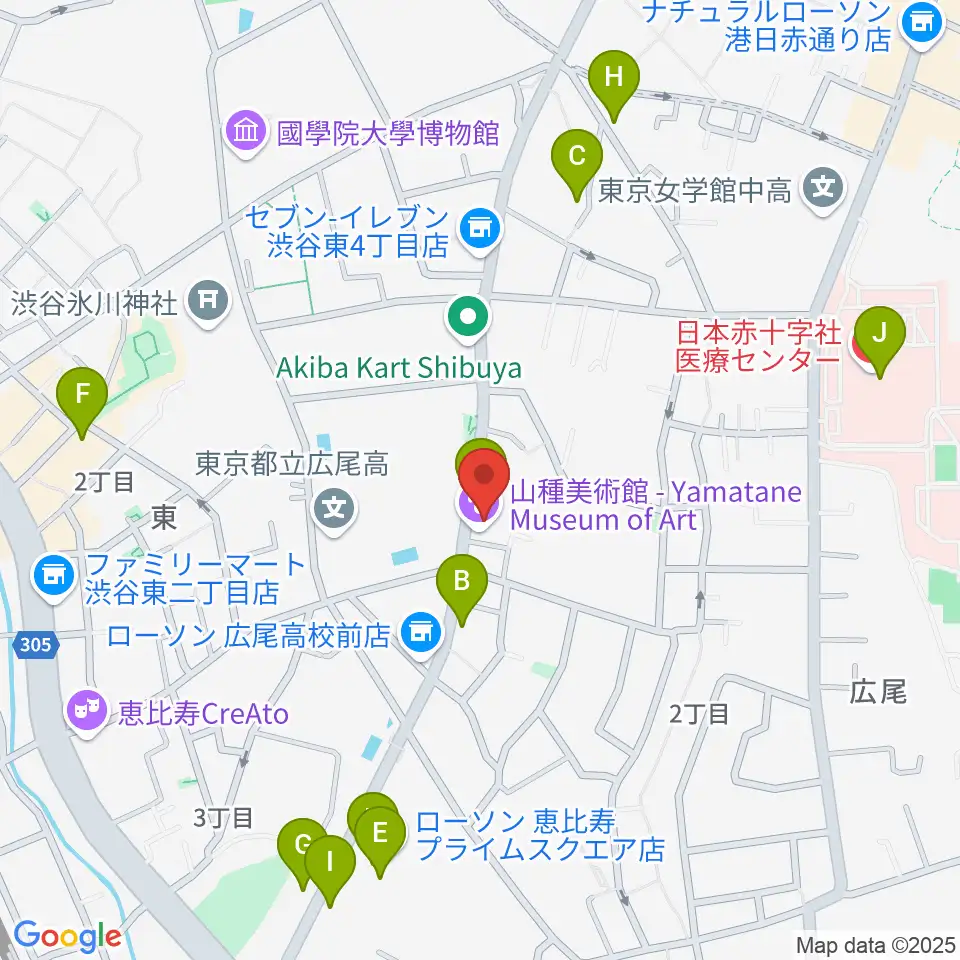 山種美術館周辺のカフェ一覧地図