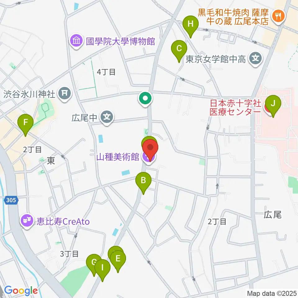 山種美術館周辺のカフェ一覧地図