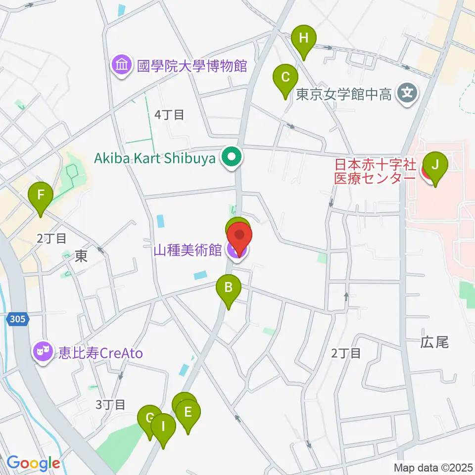 山種美術館周辺のカフェ一覧地図