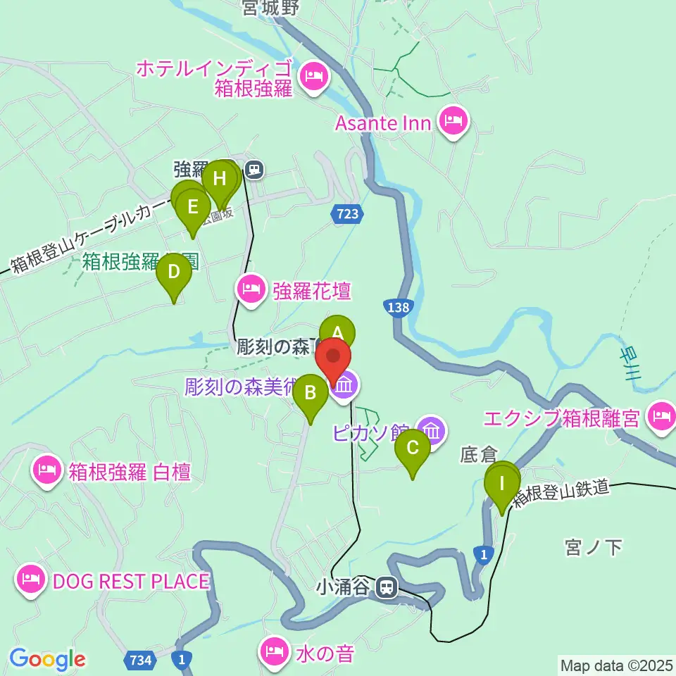 箱根 彫刻の森美術館周辺のカフェ一覧地図