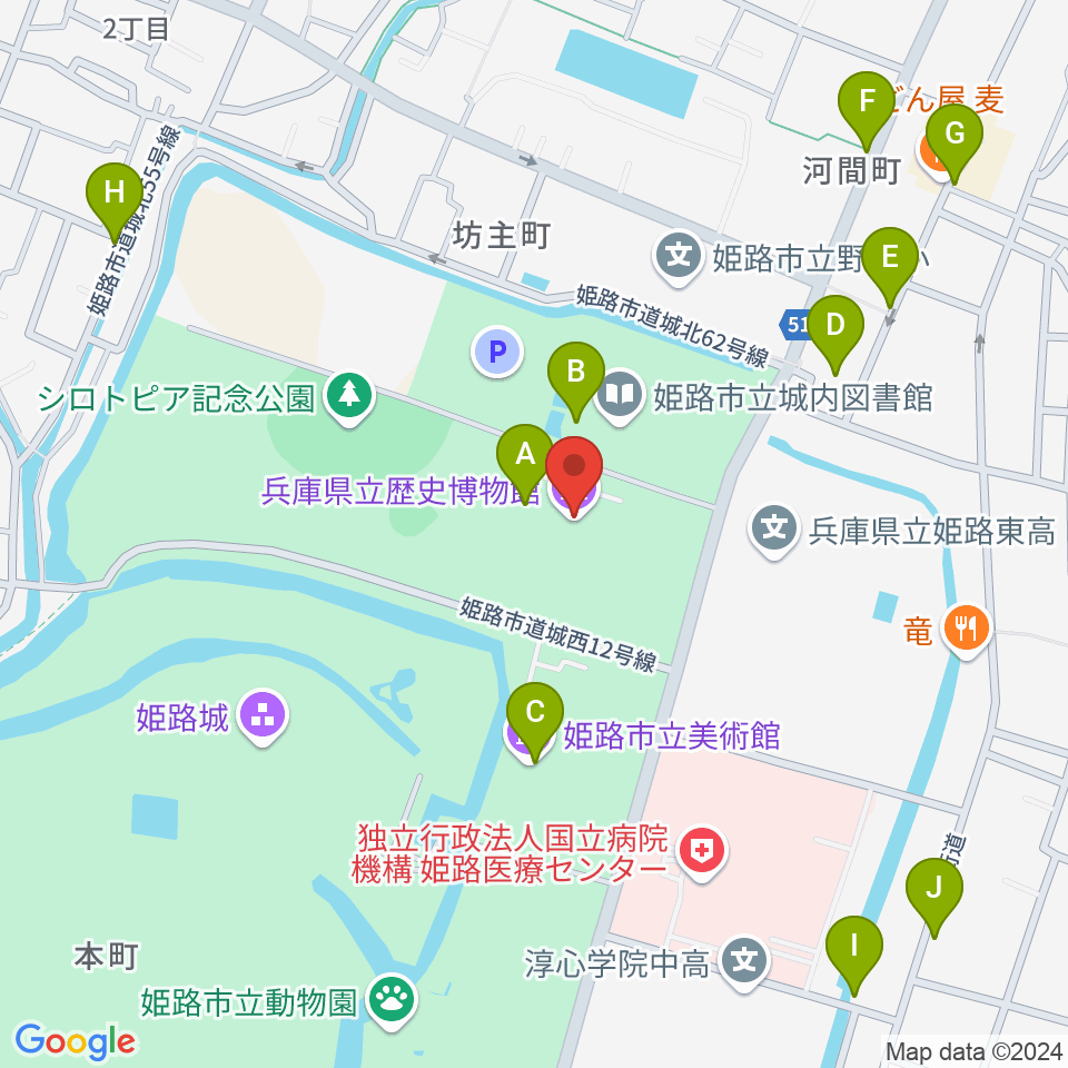 兵庫県立歴史博物館周辺のカフェ一覧地図