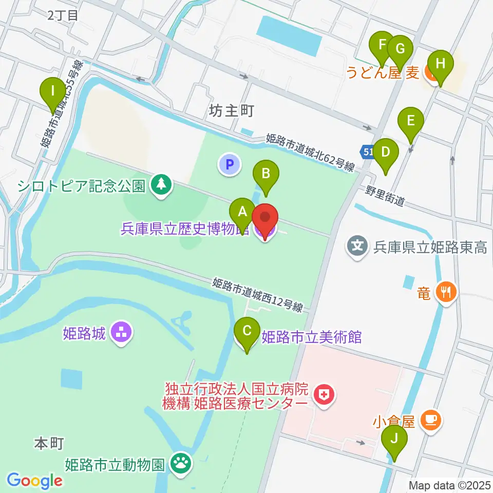 兵庫県立歴史博物館周辺のカフェ一覧地図