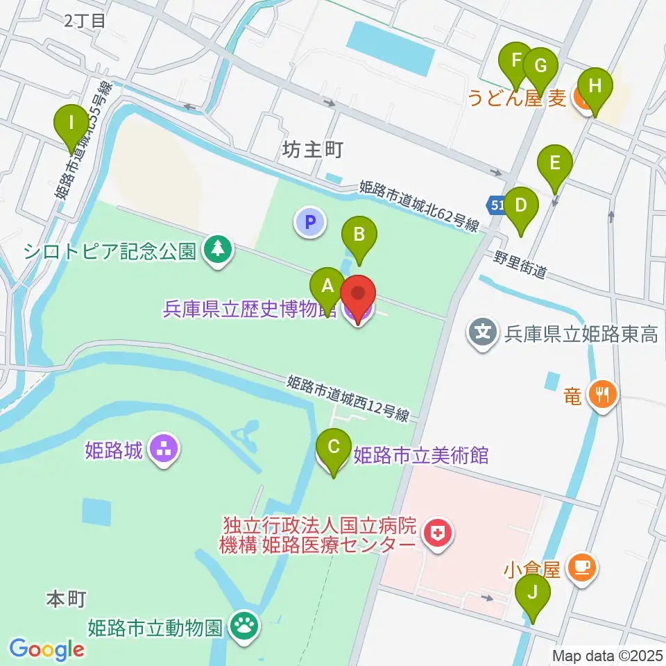 兵庫県立歴史博物館周辺のカフェ一覧地図