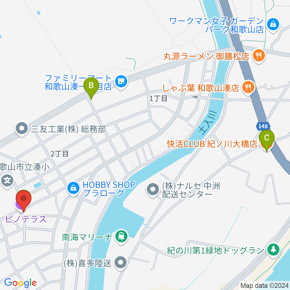 ピノテラス周辺のカフェ一覧地図