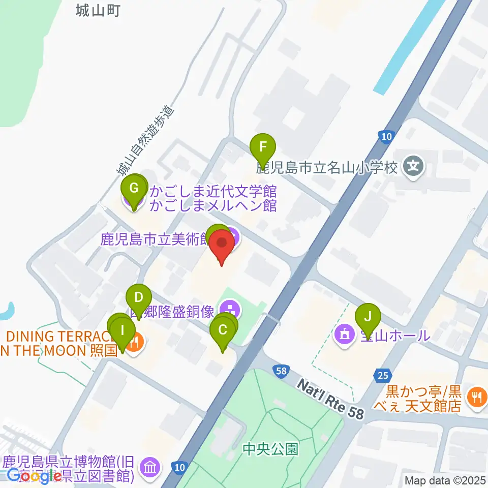 鹿児島市立美術館周辺のカフェ一覧地図