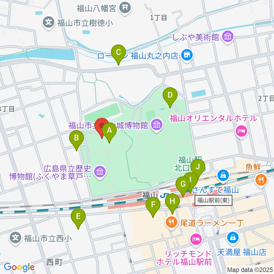 ふくやま美術館周辺のカフェ一覧地図