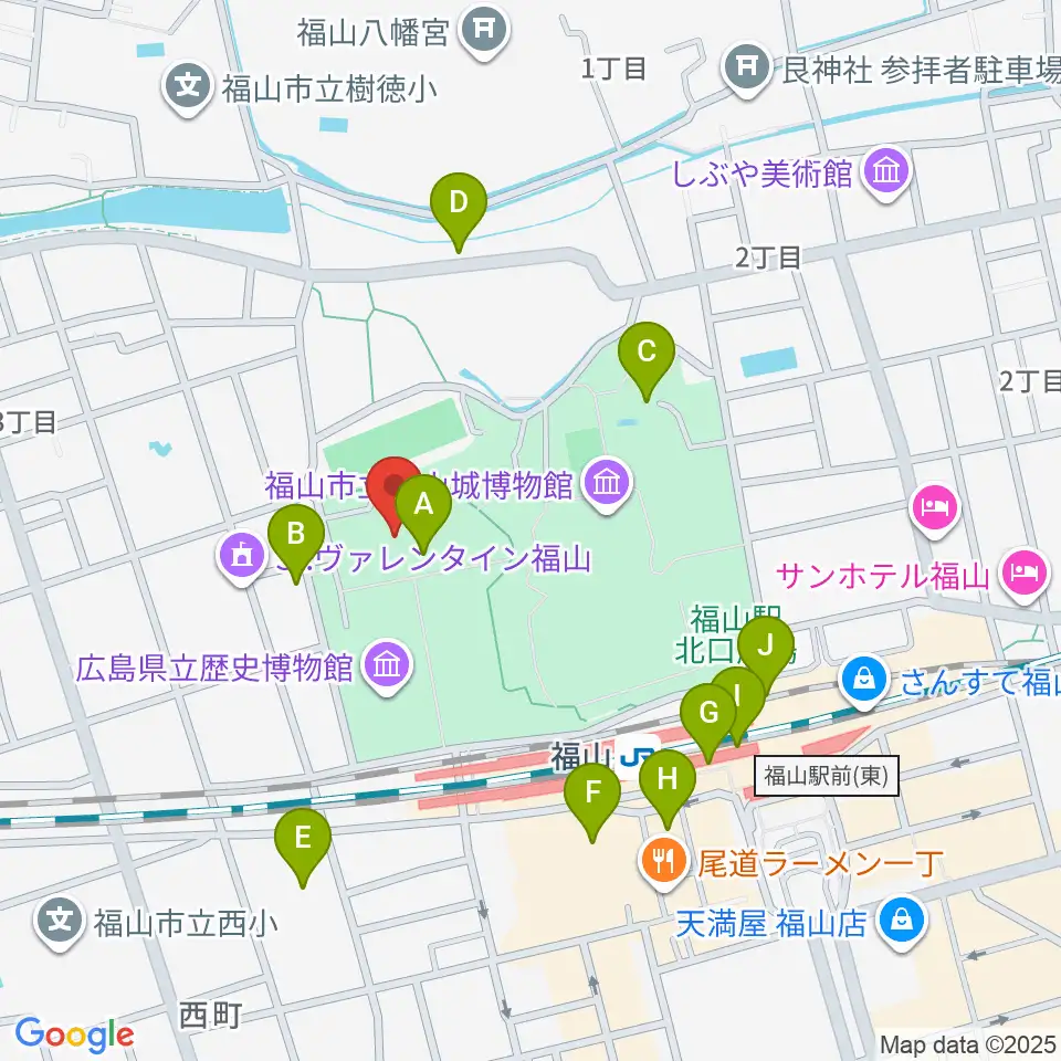 ふくやま美術館周辺のカフェ一覧地図