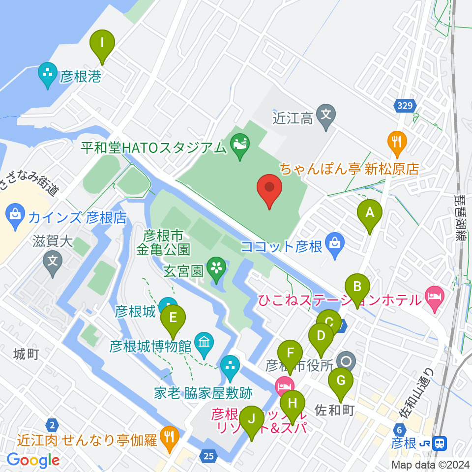 HPLベースボールパーク周辺のカフェ一覧地図