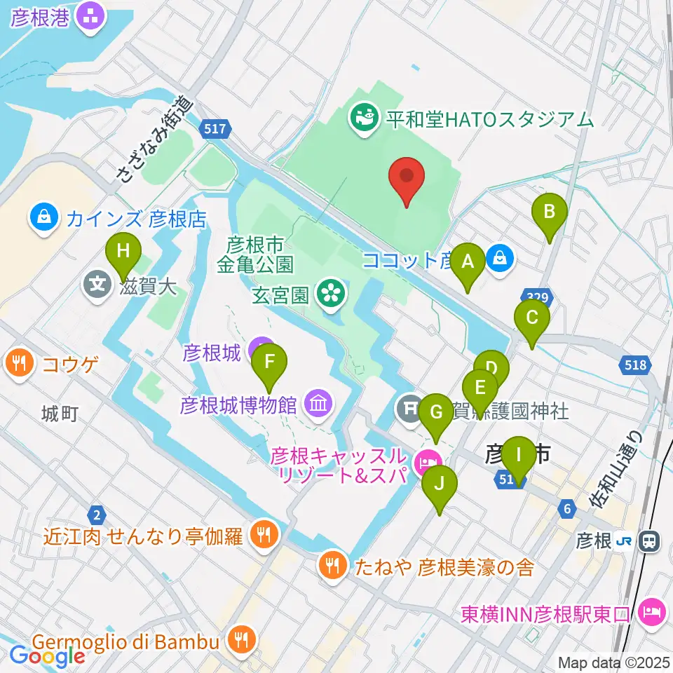 HPLベースボールパーク周辺のカフェ一覧地図