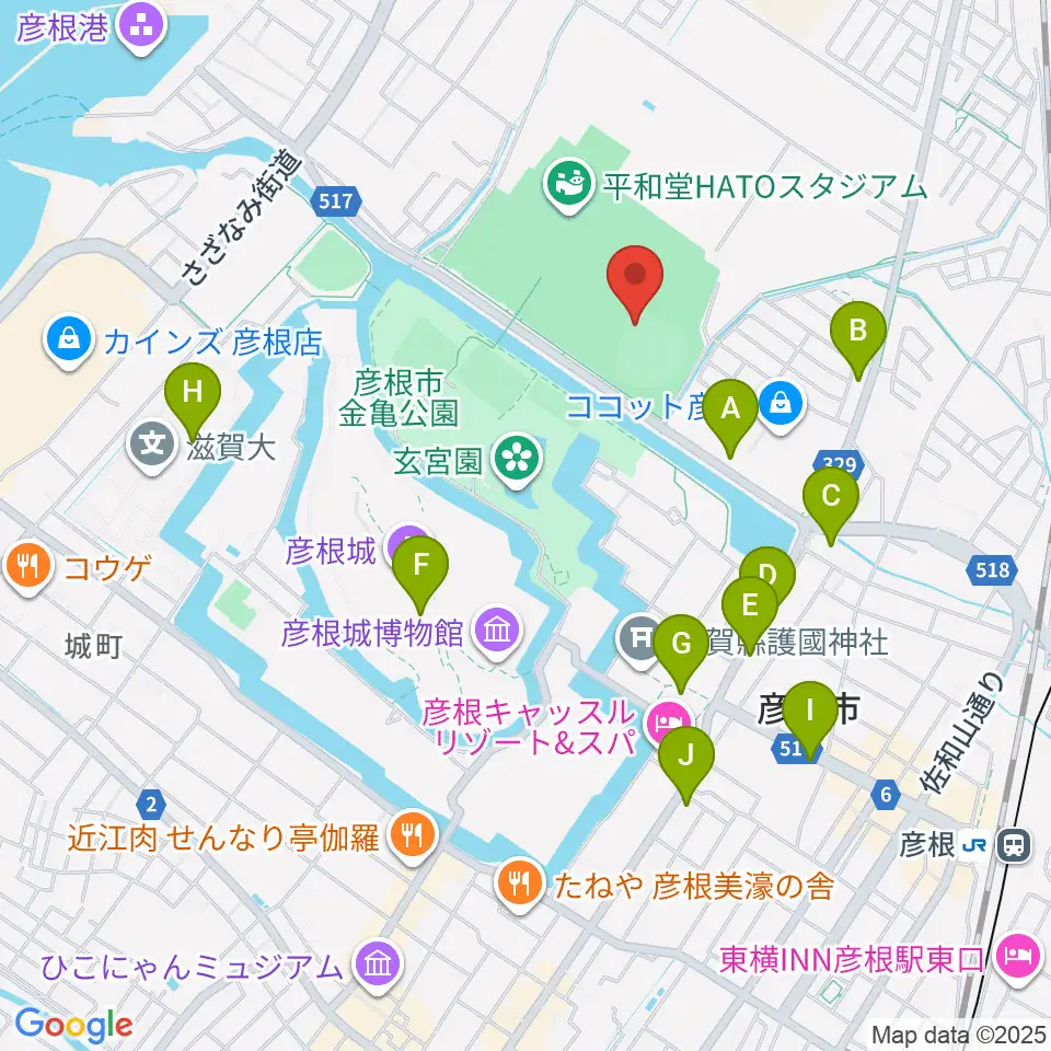 HPLベースボールパーク周辺のカフェ一覧地図