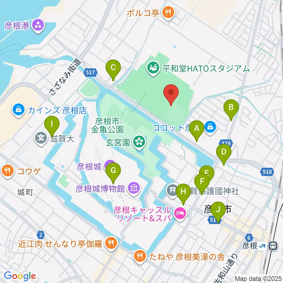 HPLベースボールパーク周辺のカフェ一覧地図