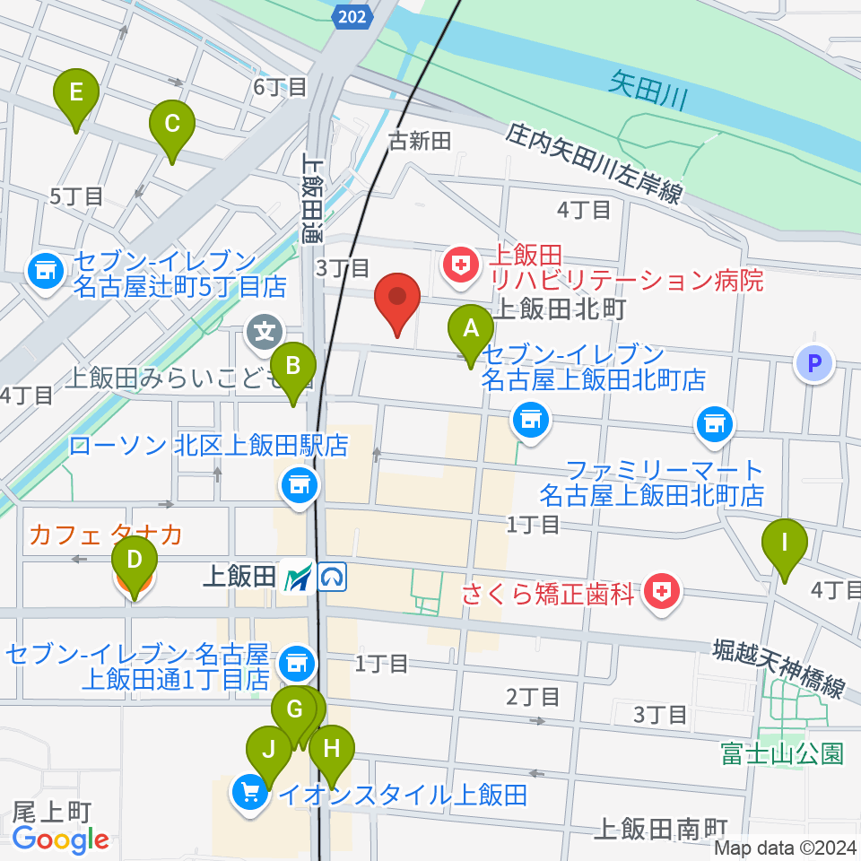 リアラウンズ周辺のカフェ一覧地図