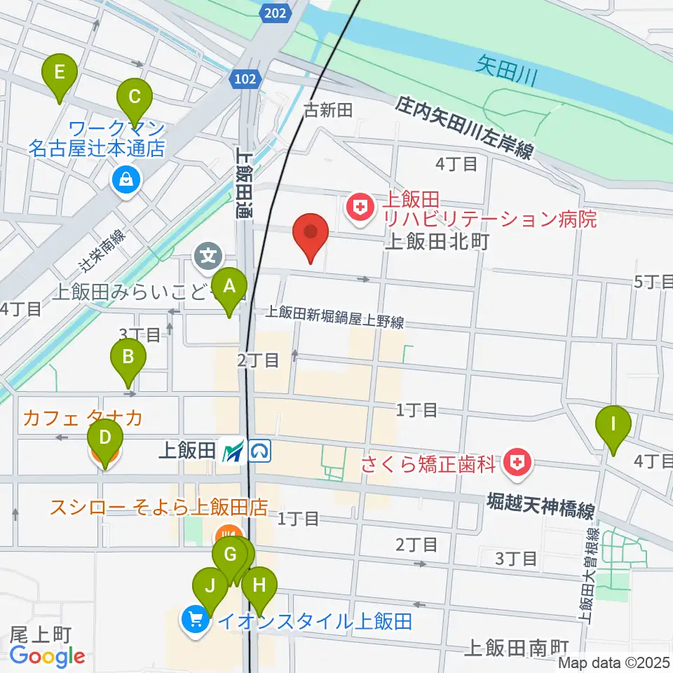 リアラウンズ周辺のカフェ一覧地図