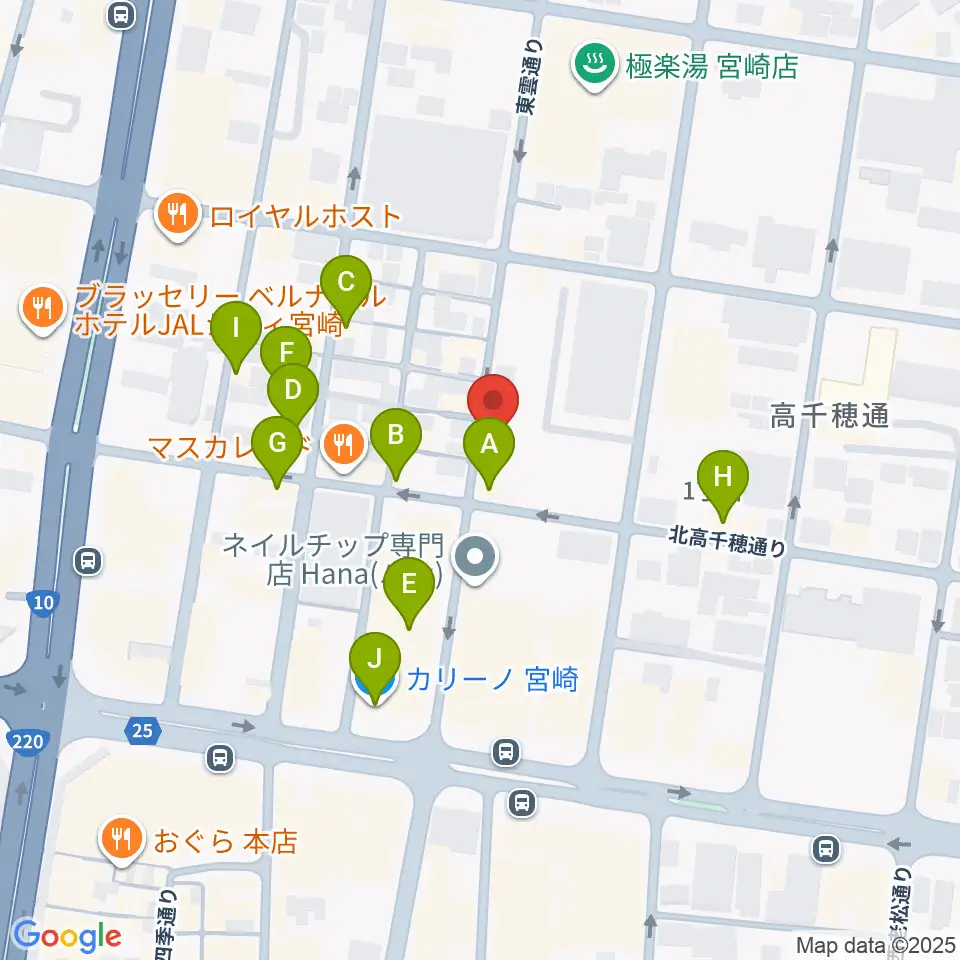 宮崎キネマ館周辺のカフェ一覧地図