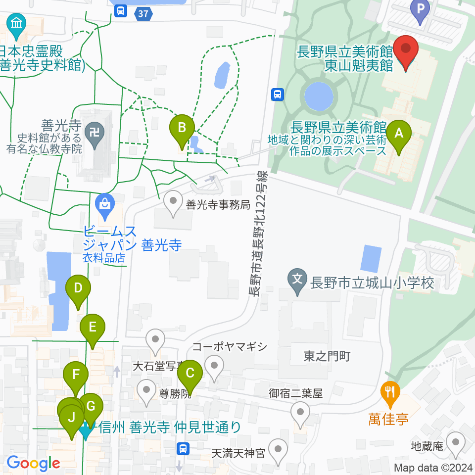 東山魁夷館周辺のカフェ一覧地図