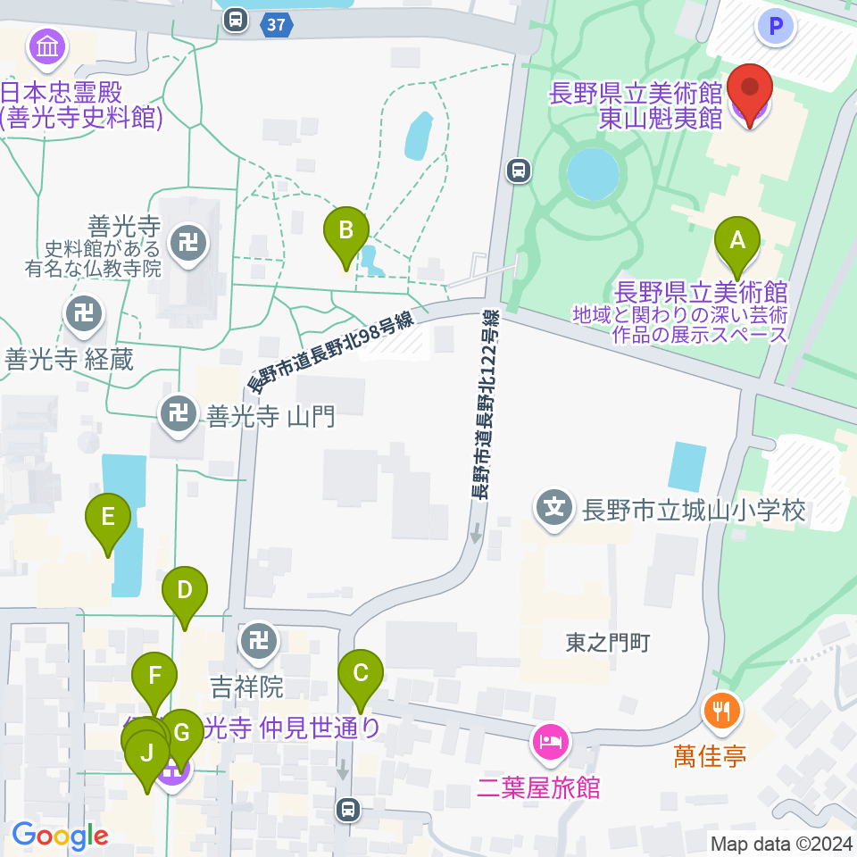 東山魁夷館周辺のカフェ一覧地図