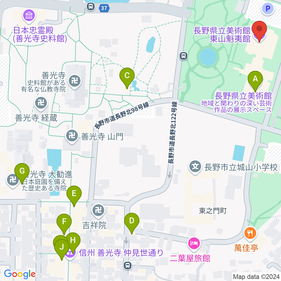 東山魁夷館周辺のカフェ一覧地図