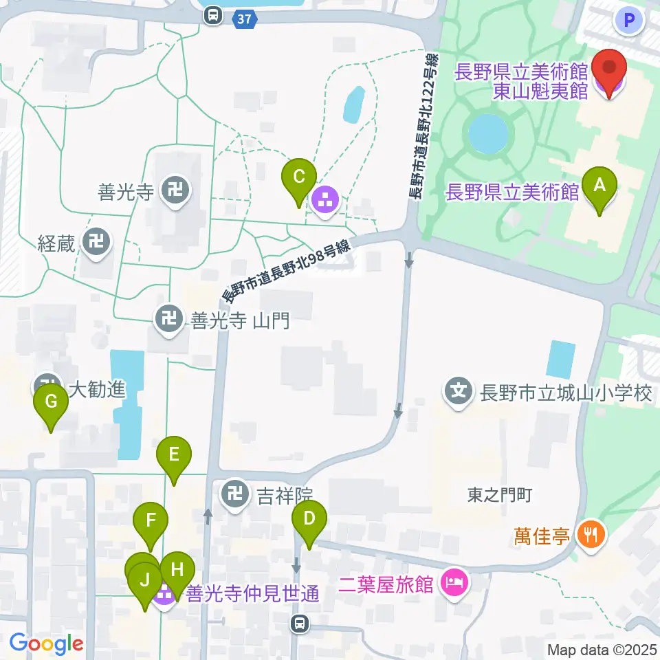 東山魁夷館周辺のカフェ一覧地図