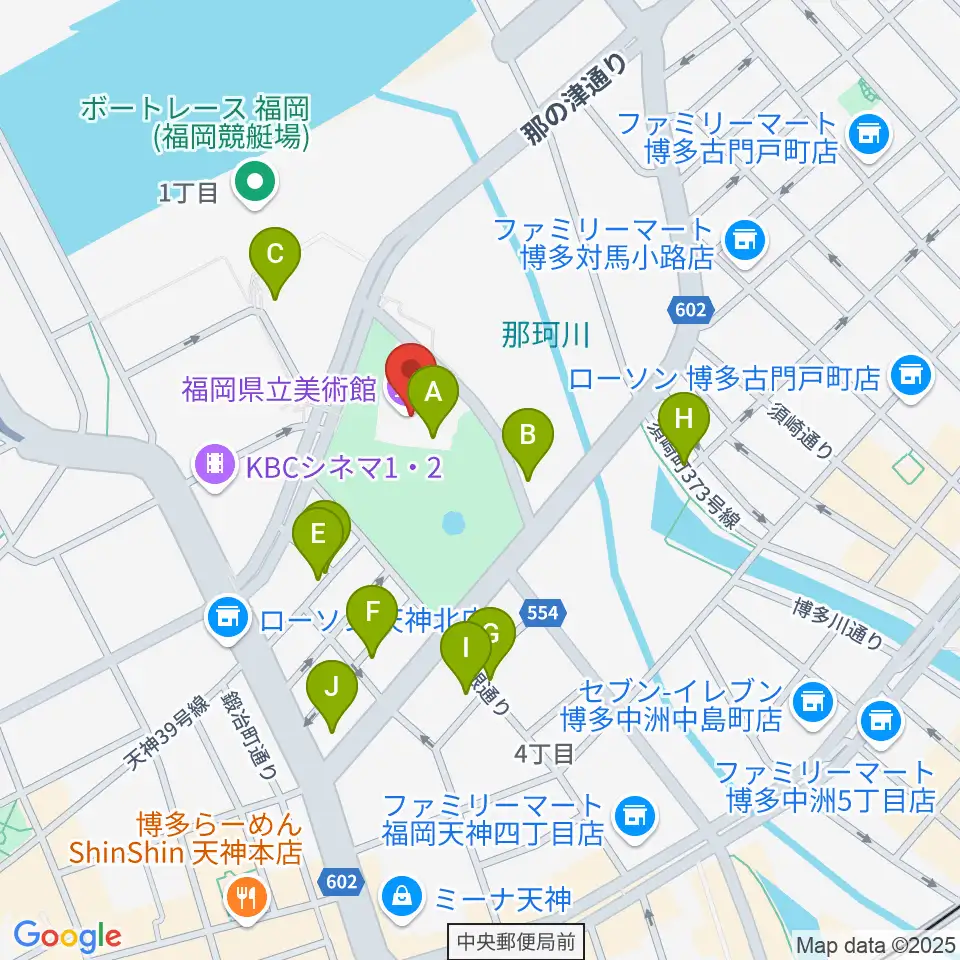 福岡県立美術館周辺のカフェ一覧地図