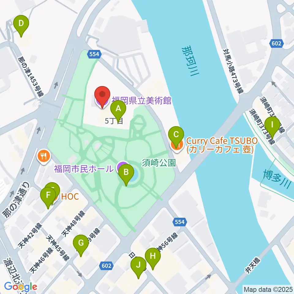 福岡県立美術館周辺のカフェ一覧地図