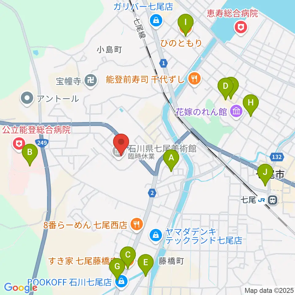 石川県七尾美術館周辺のカフェ一覧地図