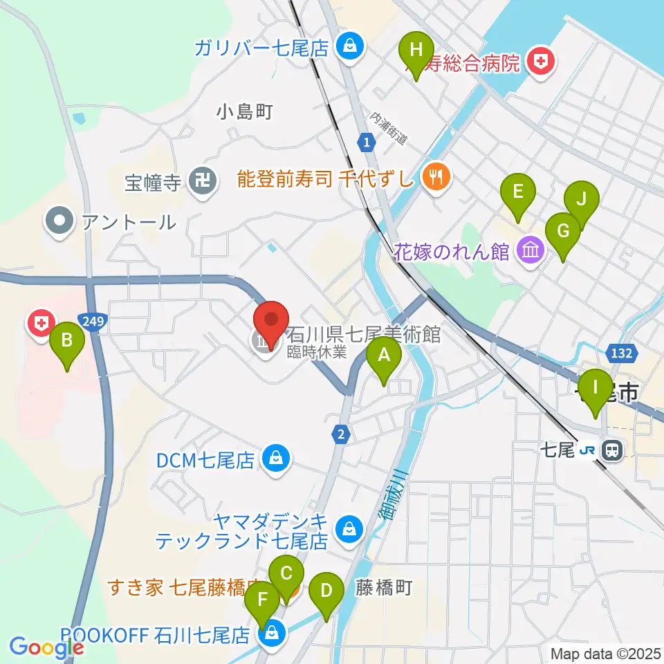 石川県七尾美術館周辺のカフェ一覧地図