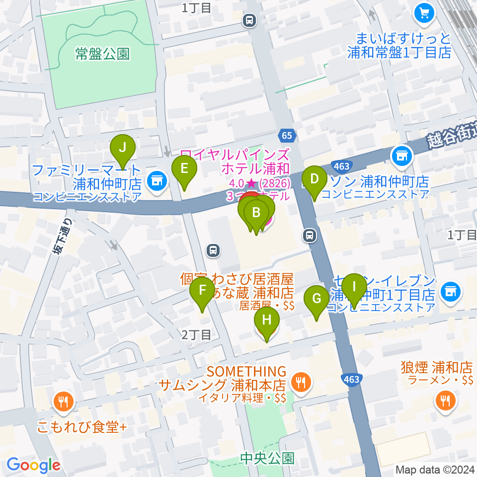 うらわ美術館周辺のカフェ一覧地図