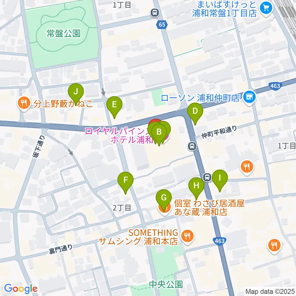 うらわ美術館周辺のカフェ一覧地図