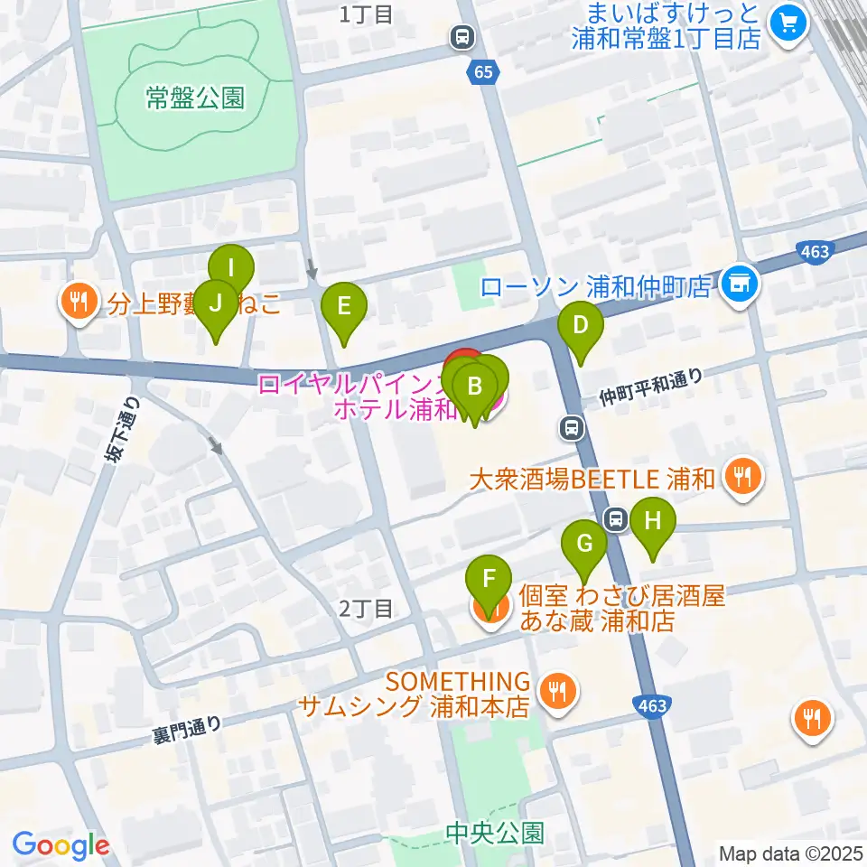 うらわ美術館周辺のカフェ一覧地図