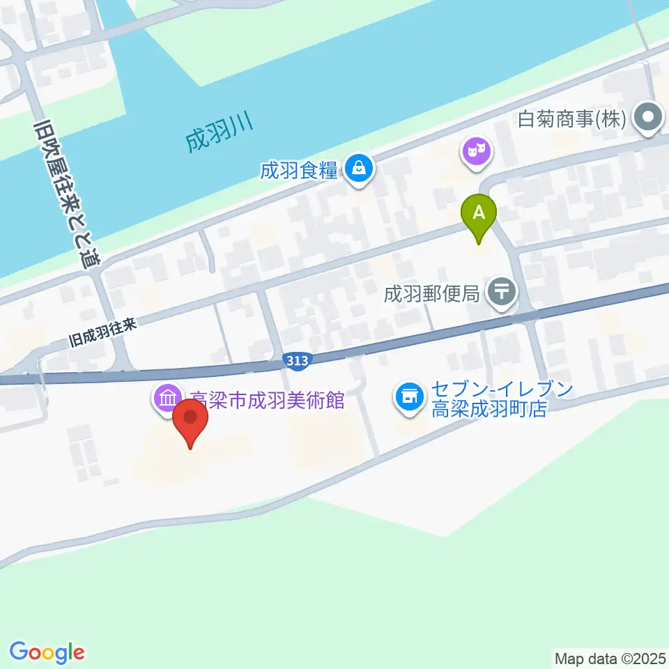 高梁市成羽美術館周辺のカフェ一覧地図